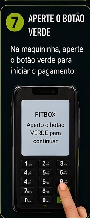 Referência visual do passo 8: Aperte o botão verde