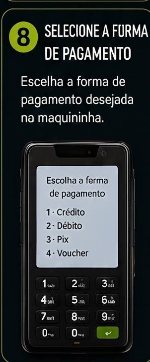Referência visual do passo 9: Escolha como pagar